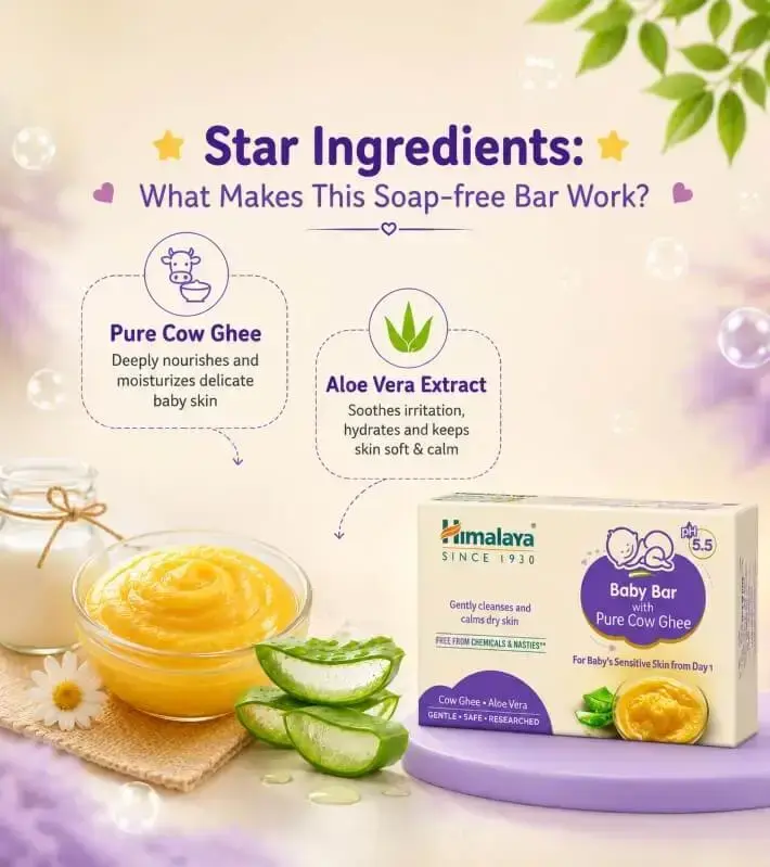 Himalaya Baby Bar: baie delicată cu ghea de vacă pentru bebeluși cu piele sensibilă